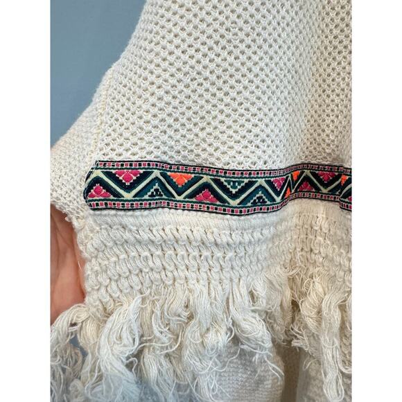 H & M Coachella Womens Open Cardigan Size Small Fringe Aztec Festival Cream Boho - Picture 8 of 8